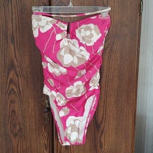 DKNY Bandeau One Piece Flowered Pink 6